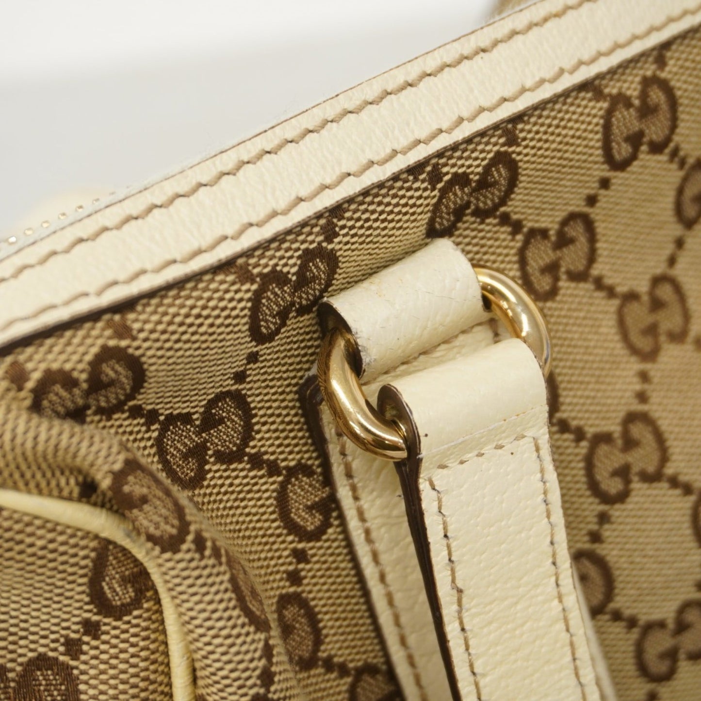 Gucci Beige Brown Canvas Handbag ( )