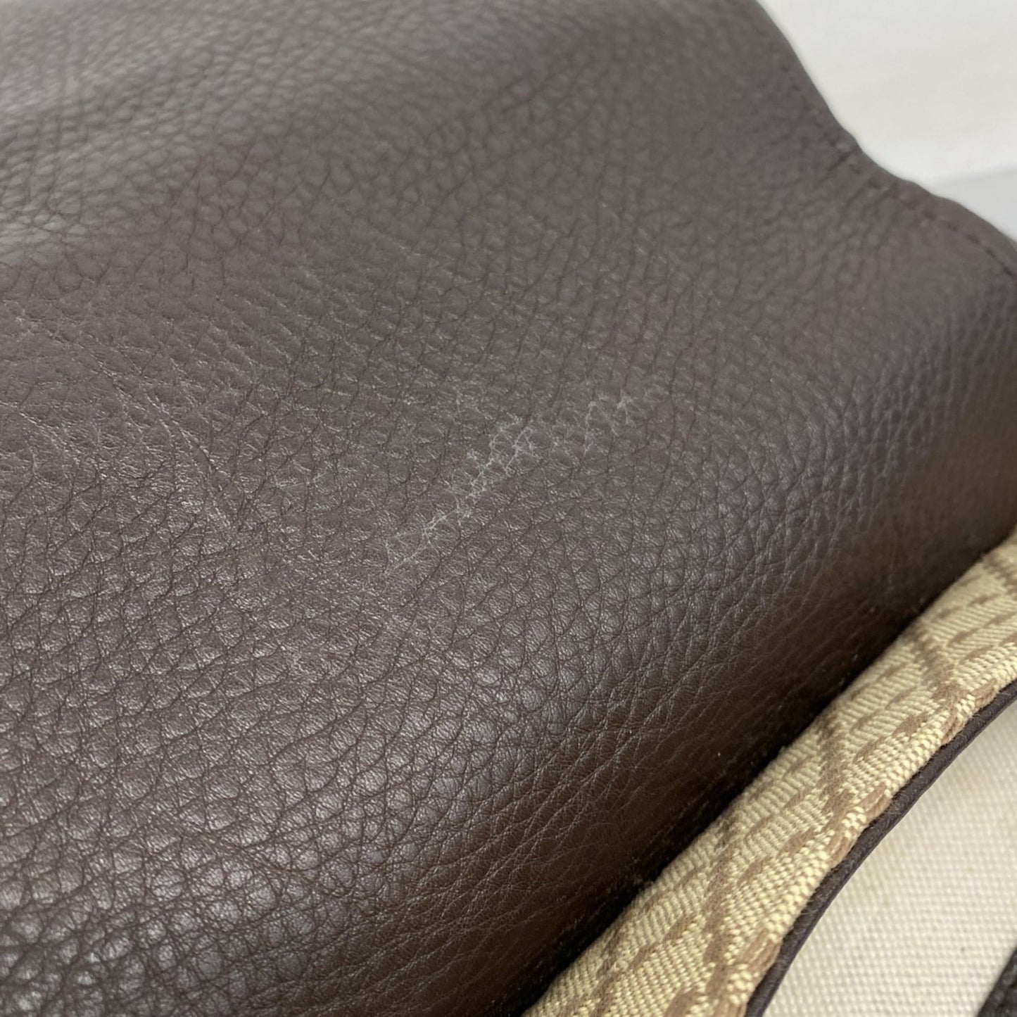 Gucci Brown Canvas Leather Shoulder Bag ( )