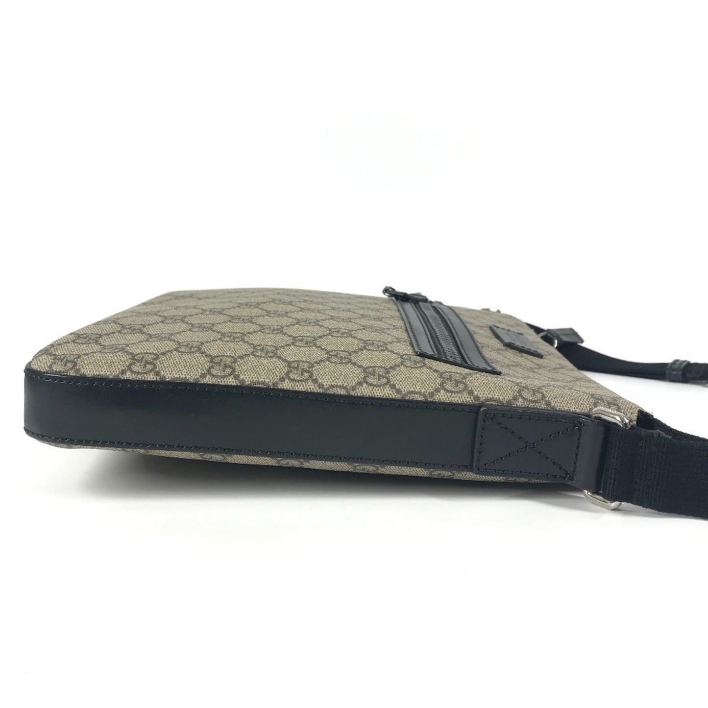 Gucci Beige Black Gg Supreme Leather Messenger Bag Shoulder Bag ( )