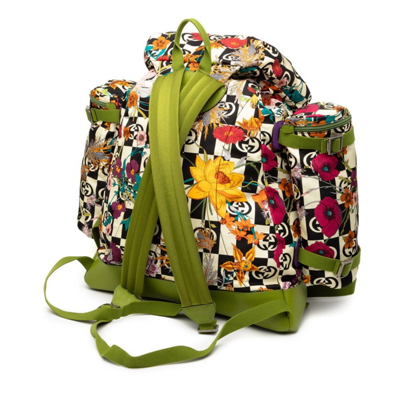 Gucci Green Multi-Color Nylon Leather Backpack ( )