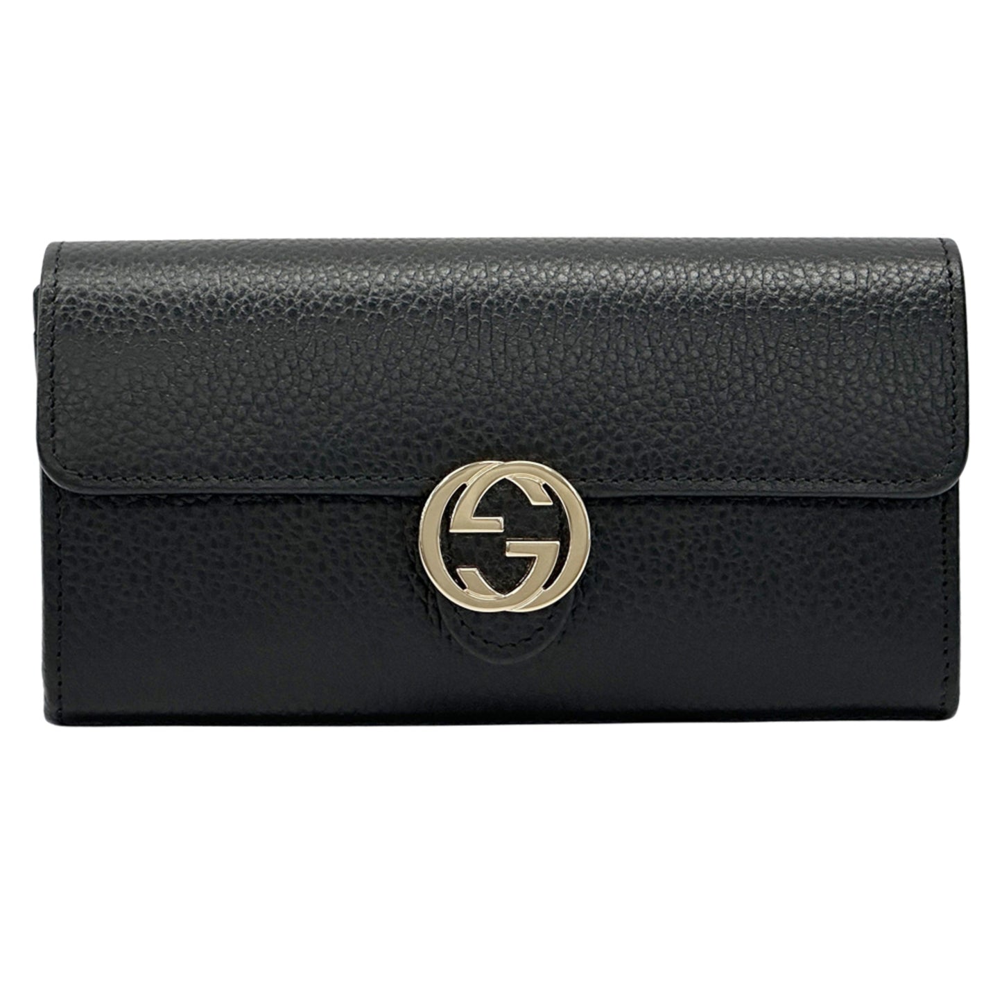 Gucci Black Leather Long Wallet (Tri-Fold) ( )
