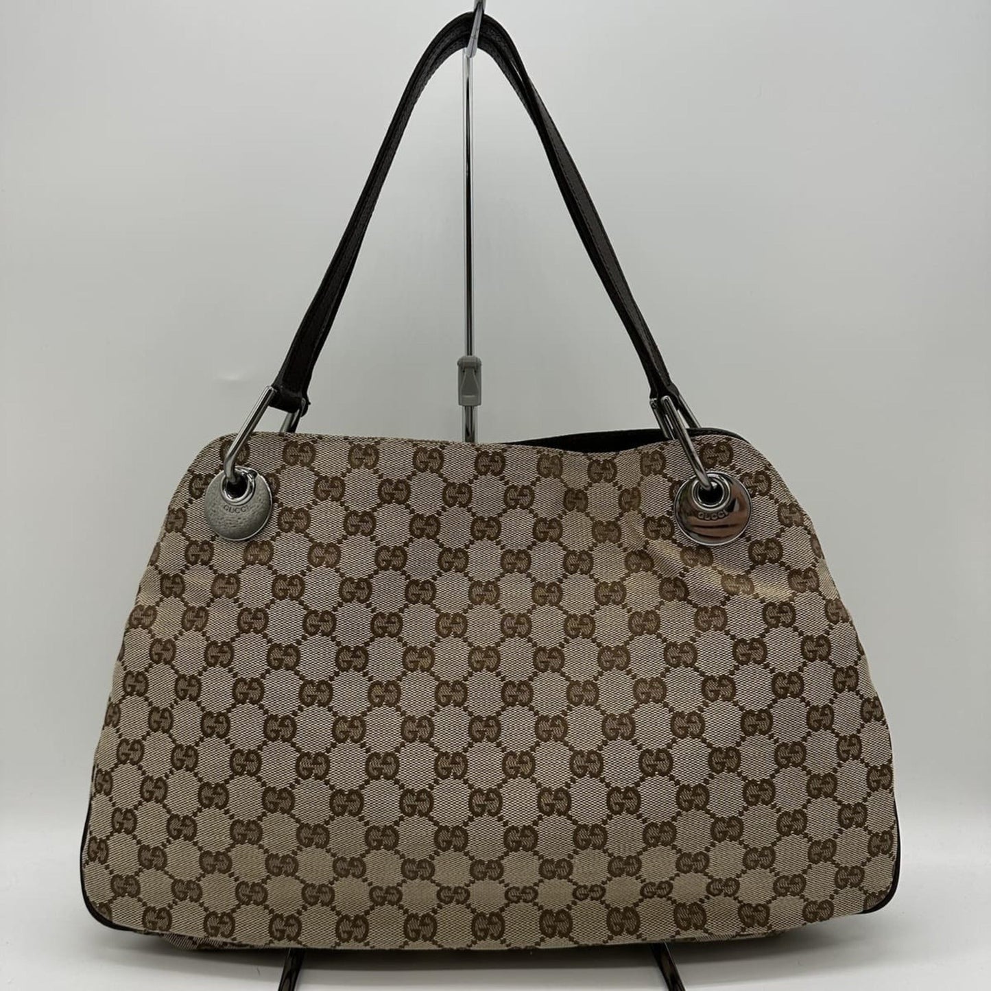 Gucci Gg Canvas Beige Gg Canvas Leather Shoulder Bag Tote Bag ( )
