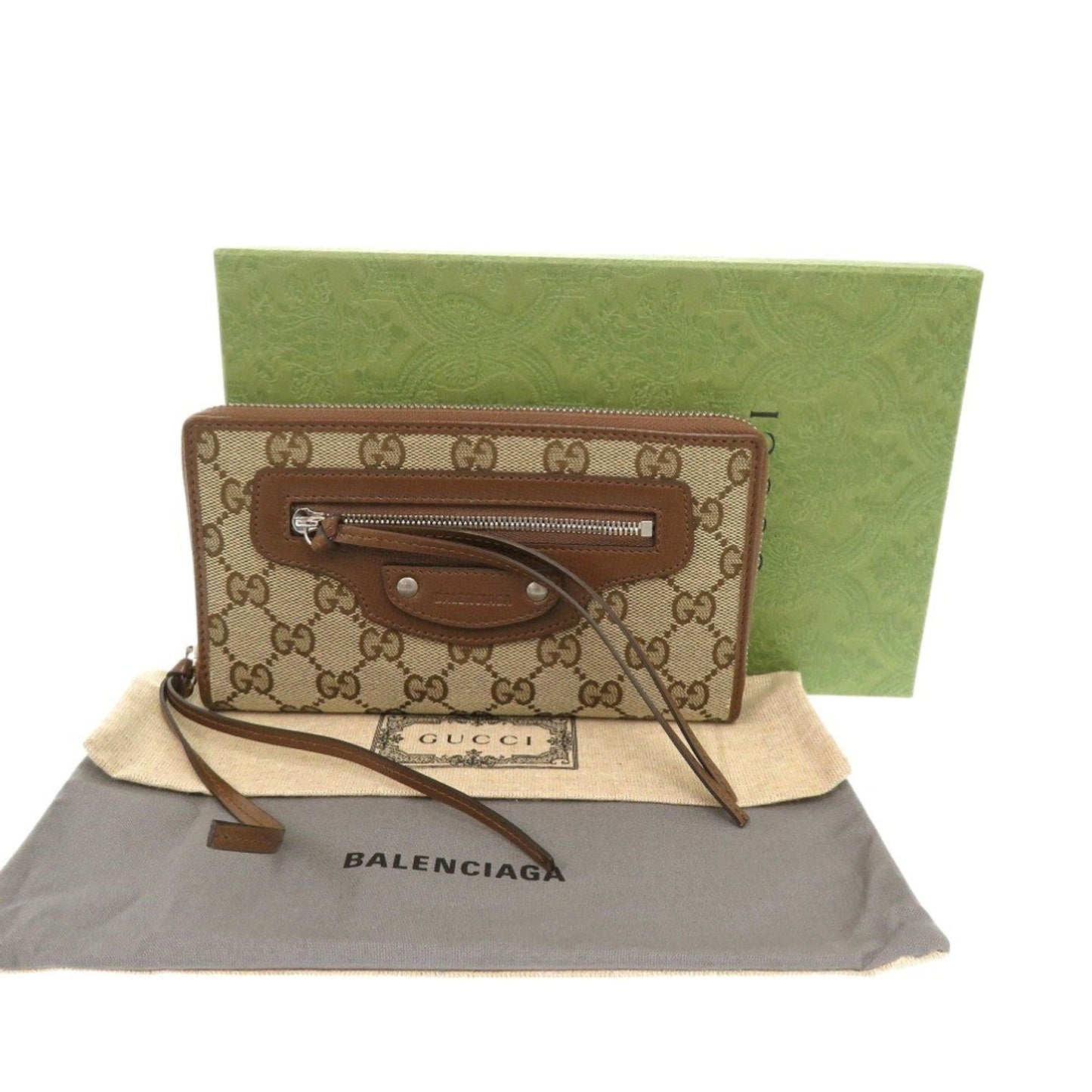 Gucci Beige Brown Gg Canvas Long Wallet (Bi-Fold) ( )