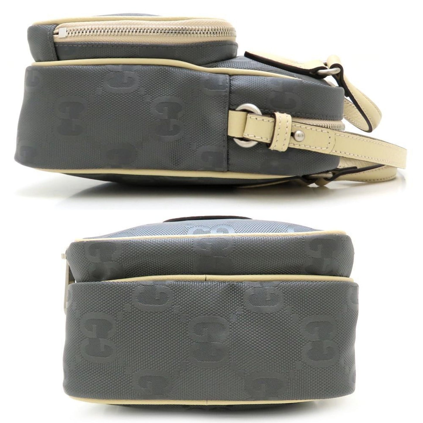 Gucci Beige Gray Nylon Leather Shoulder Bag ( )