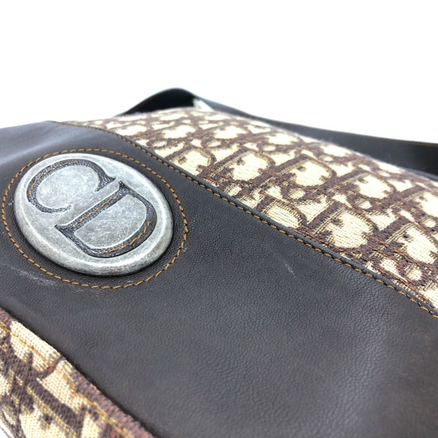 Christian Dior Brown Canvas Leather Shoulder Bag ()