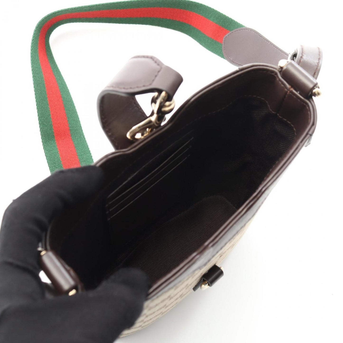 Gucci Beige Brown Canvas Leather Shoulder Bag ( )
