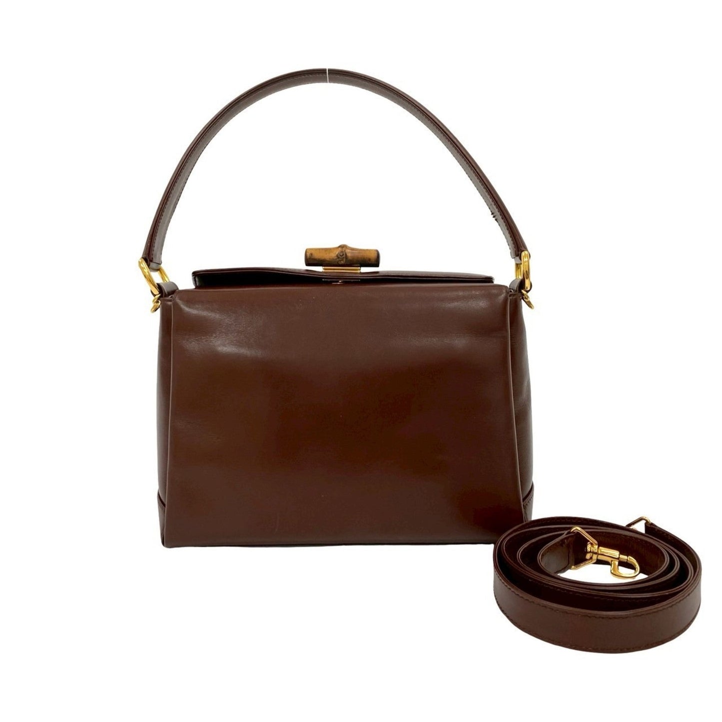 Gucci Brown Bamboo Leather Handbag Shoulder Bag ( )