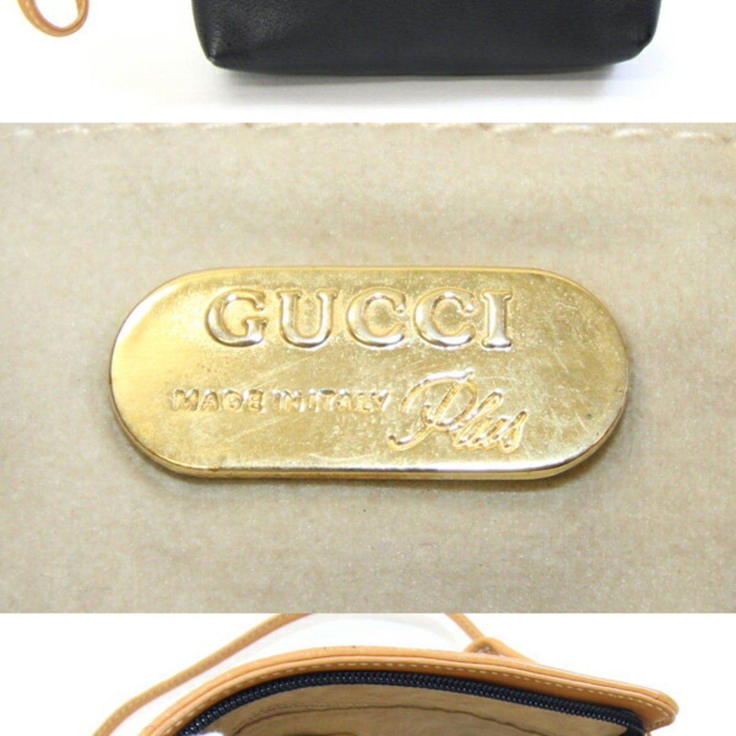 Gucci Black Light Brown Leather Pochette Shoulder Bag ( )