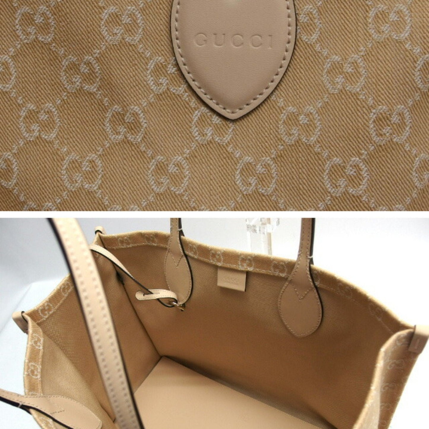 Gucci Ophidia Beige Canvas Handbag Tote Bag ( )