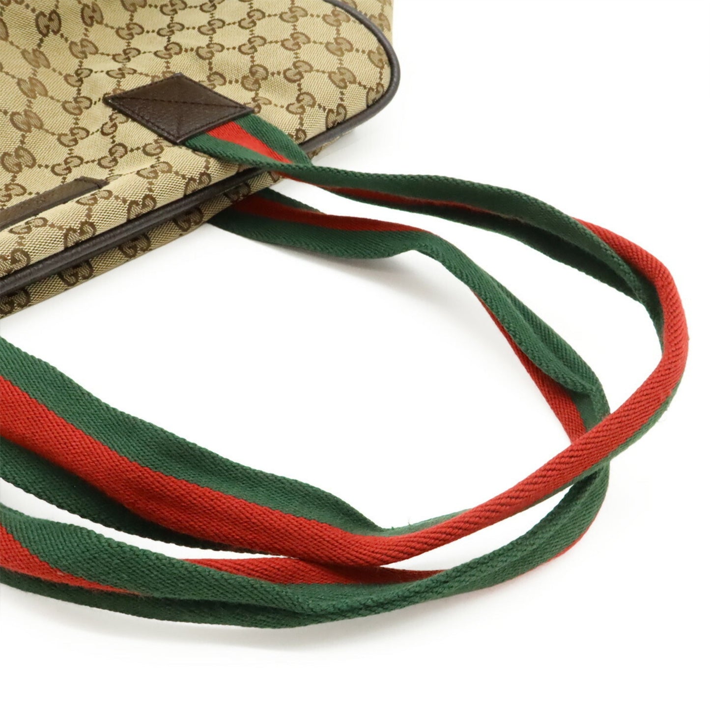 Gucci Beige Green Red Color Canvas Leather Boston Bag Shoulder Bag ( )