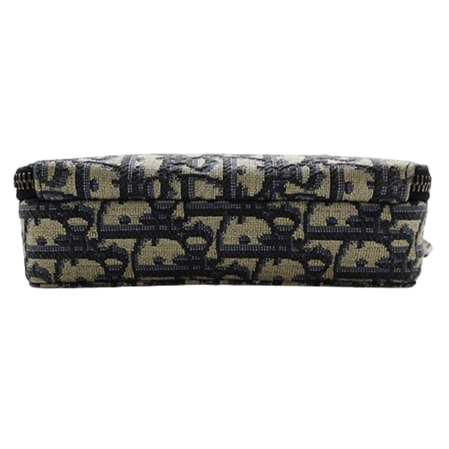 Christian Dior Beige Black Cotton Fabric Leather Shoulder Bag ()
