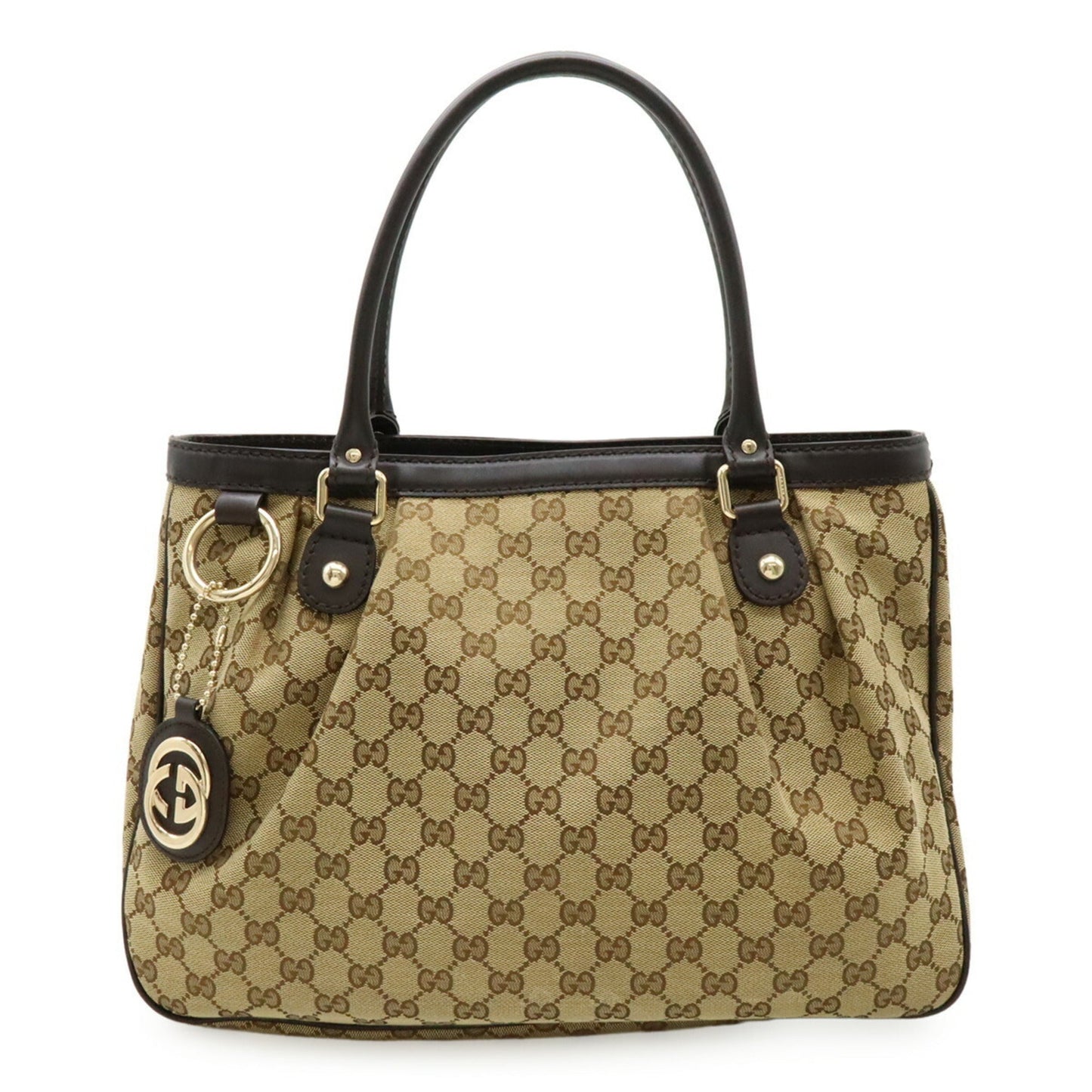 Gucci Gg Canvas Brown Khaki Gg Canvas Leather Shoulder Bag Tote Bag ( )