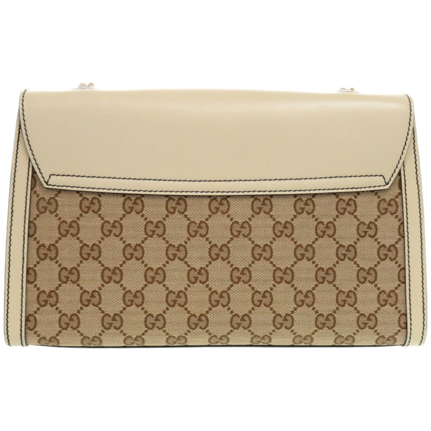 Gucci Beige White Gg Canvas Leather Shoulder Bag ( )