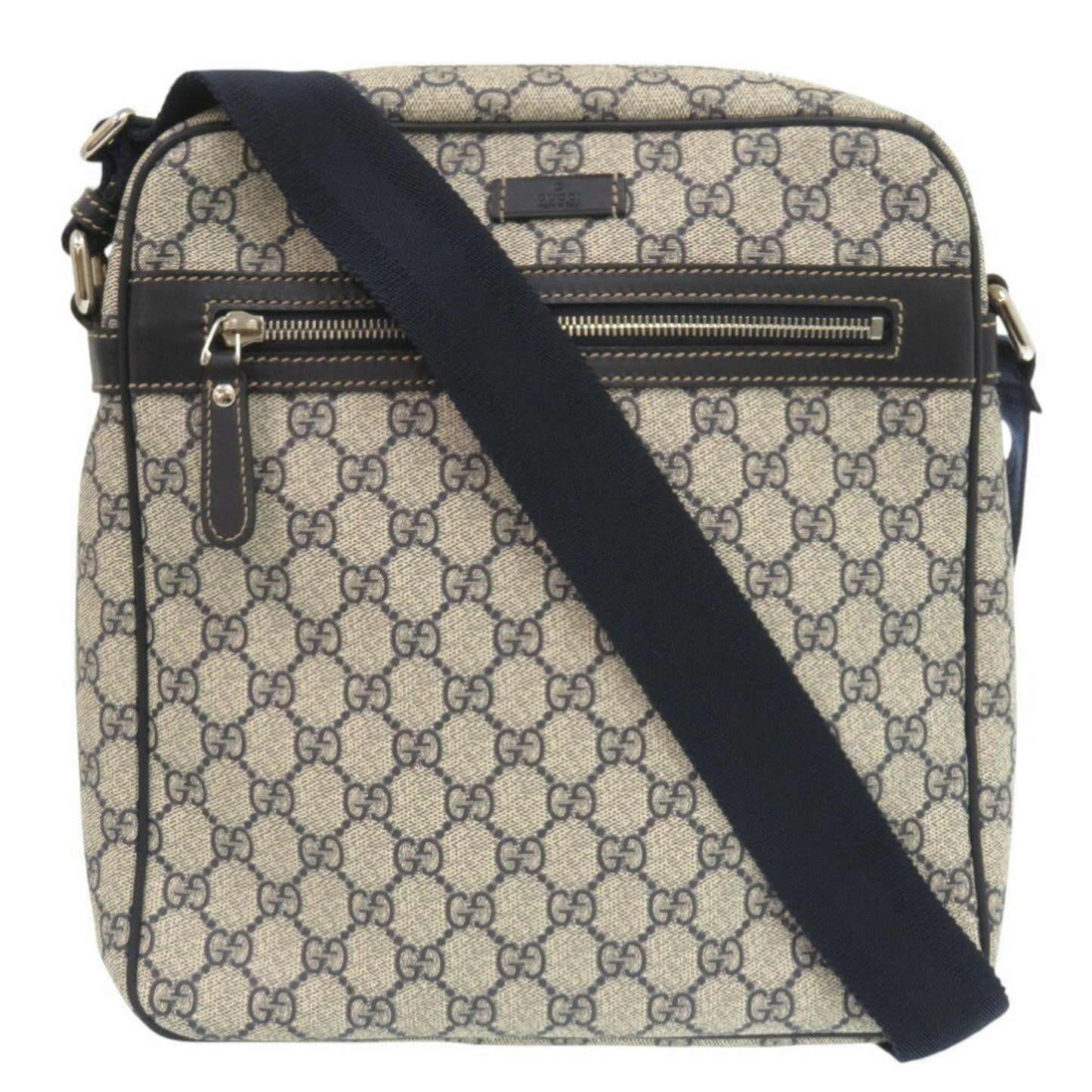Gucci Beige Navy Gg Supreme Shoulder Bag ( )