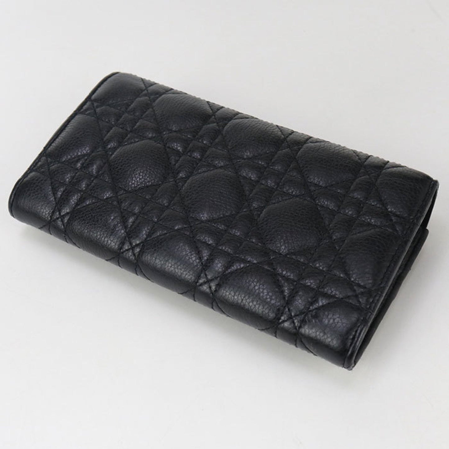 Christian Dior Black Leather Long Wallet (Bi-Fold) ()