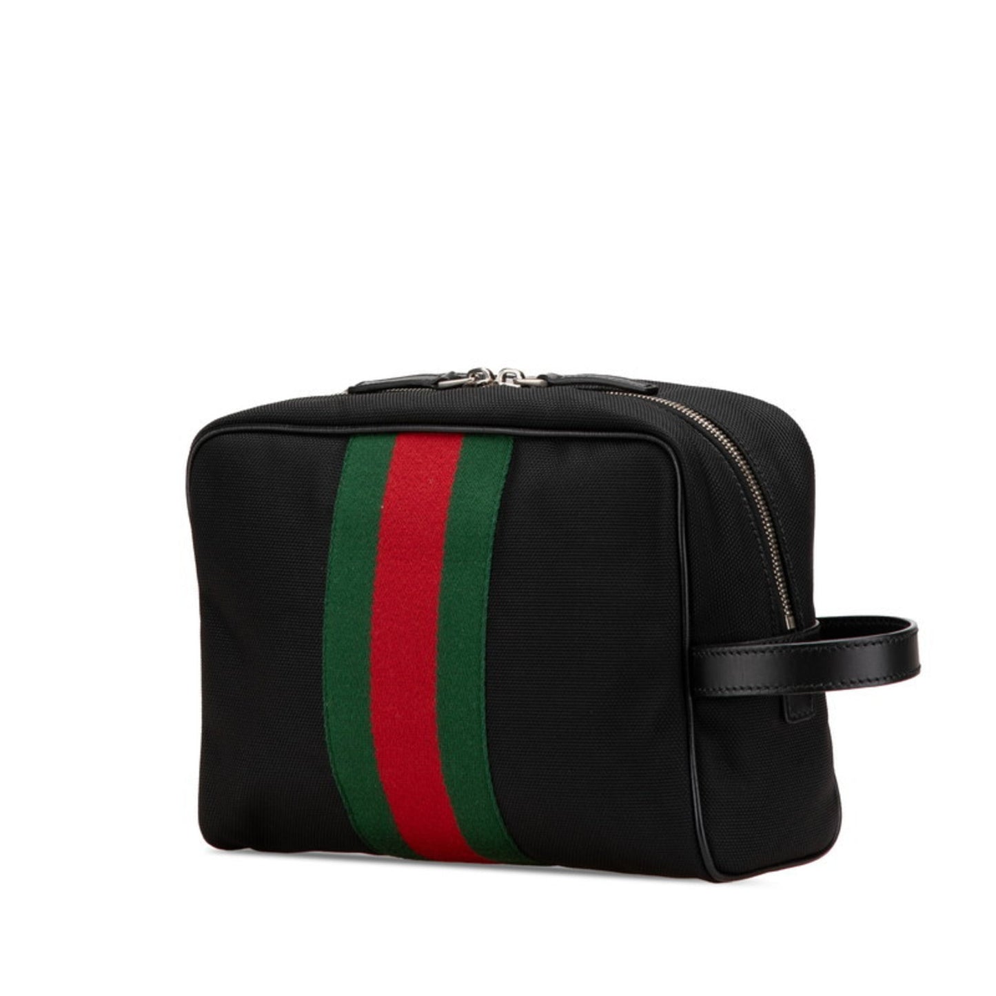Gucci Sherry Line Black Nylon Leather Clutch Bag ( )