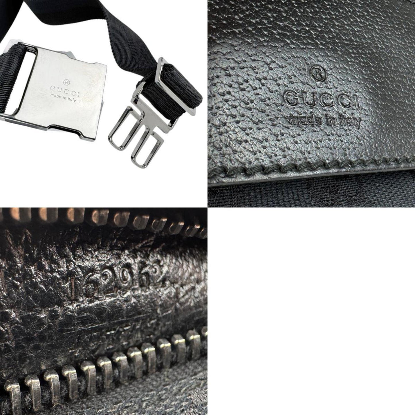 Gucci Black Gg Canvas Leather Fanny Pack ( )