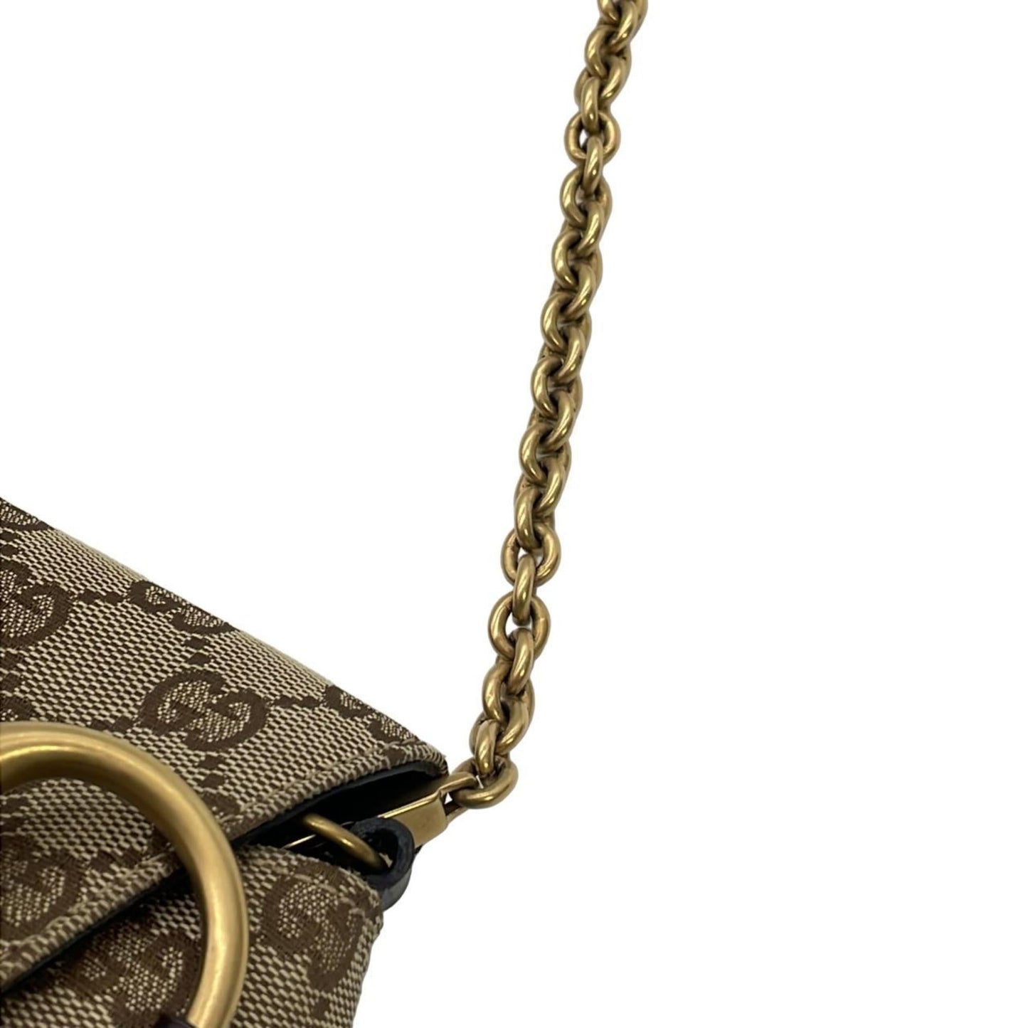 Gucci Beige Brown Gg Canvas Leather Shoulder Bag ( )