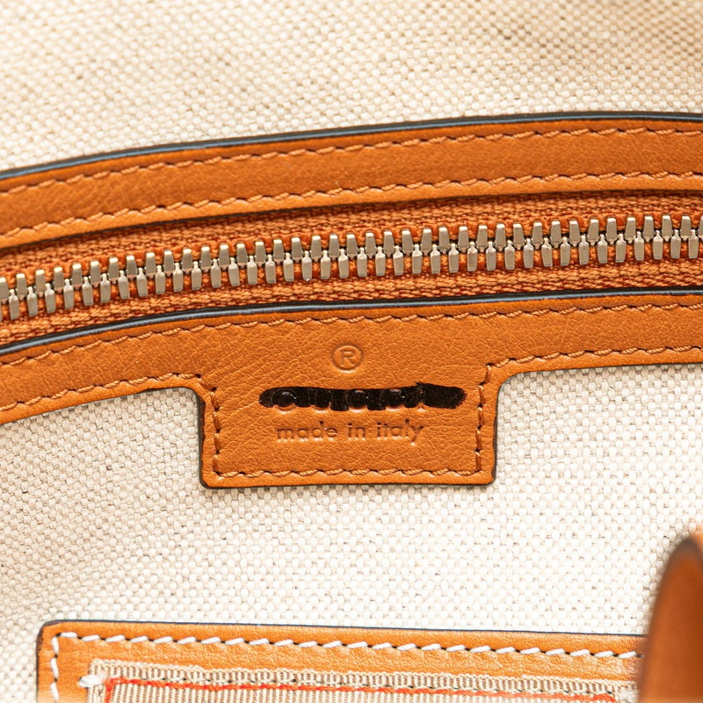 Gucci Beige Brown Red Color Nylon Leather Backpack ( )