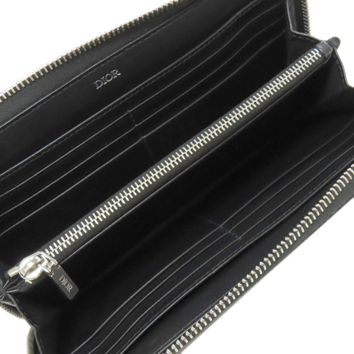 Christian Dior Black Leather Long Wallet (Bi-Fold) ()