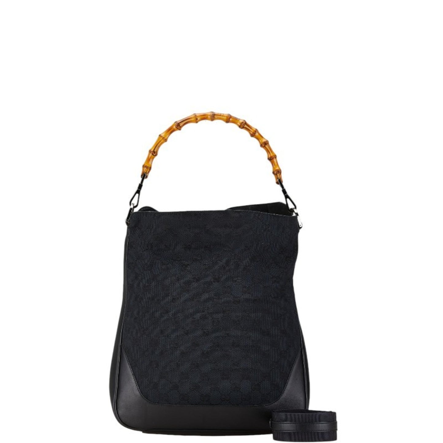 Gucci Black Canvas Leather Handbag Shoulder Bag ( )