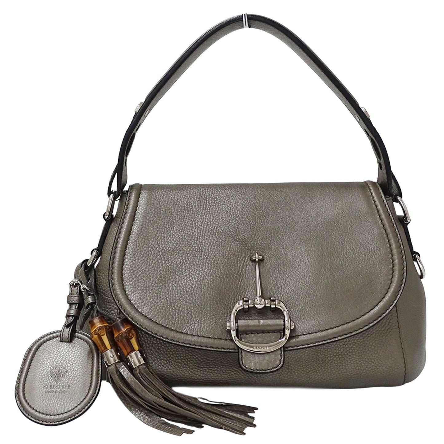 Gucci Bronze Metallic Gray Leather Shoulder Bag ( )