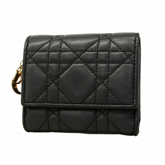 Christian Dior Black Leather Wallet (Tri-Fold) ()