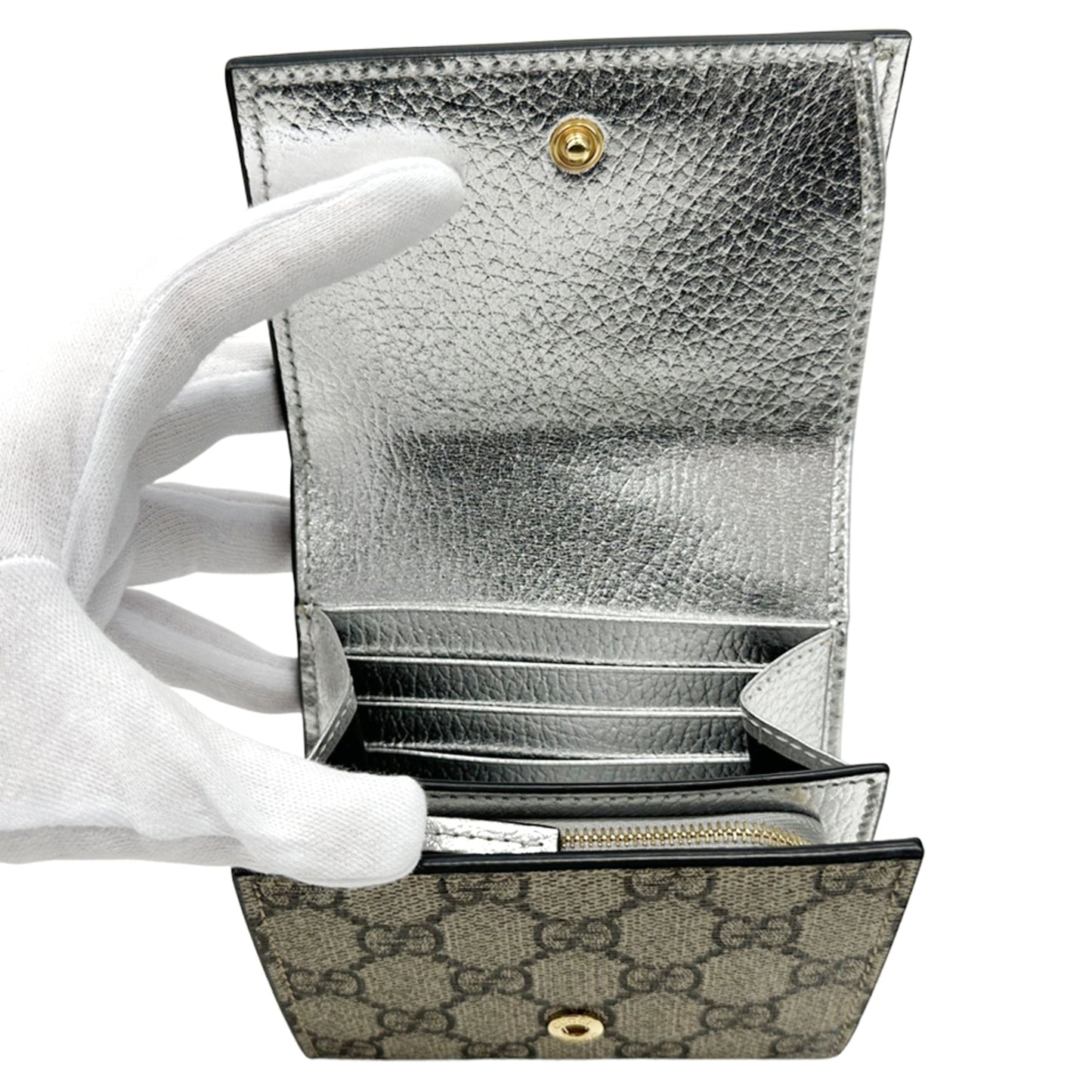 Gucci Silver Beige Pvc Wallet (Tri-Fold) ( )