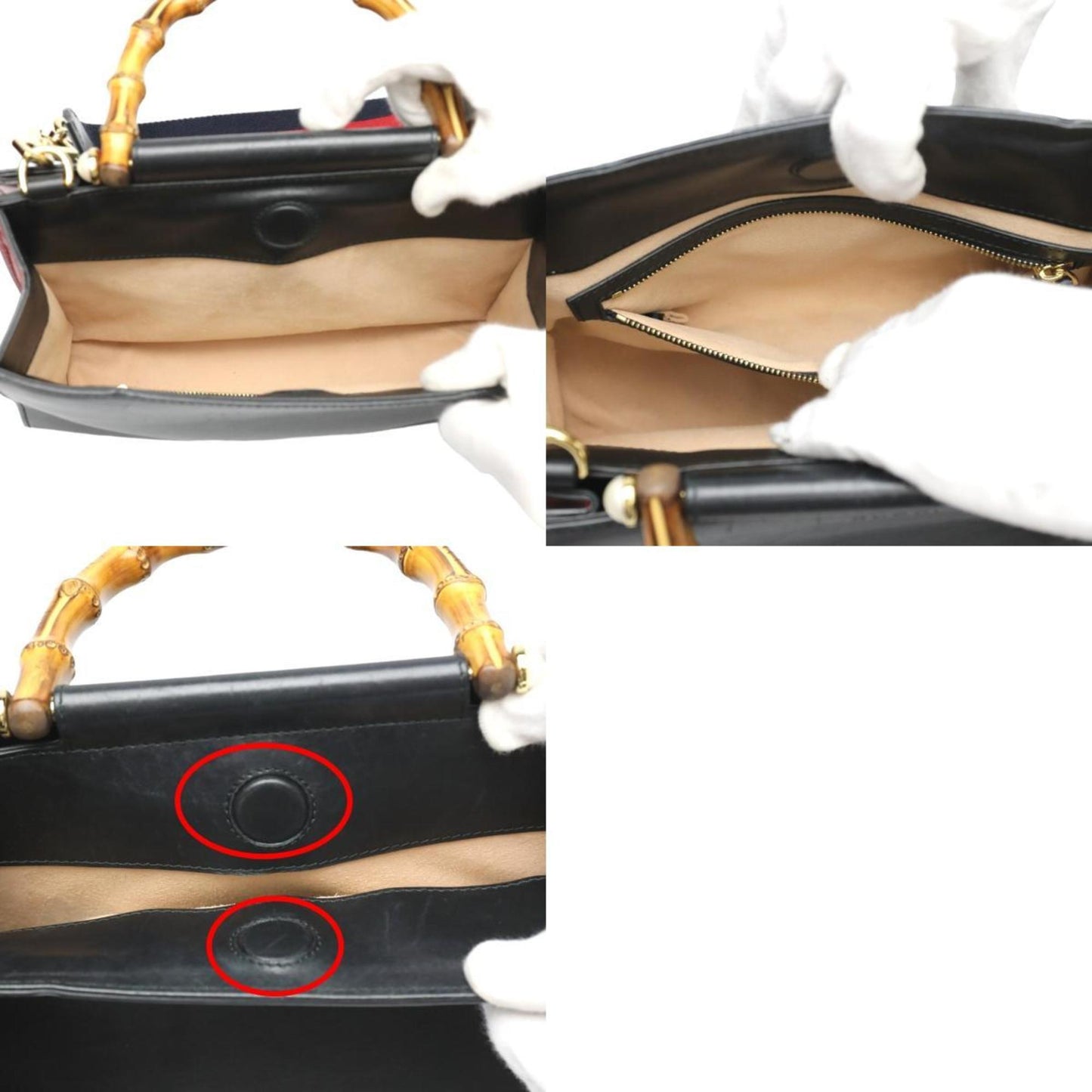 Gucci Bamboo Black Leather Handbag ( )