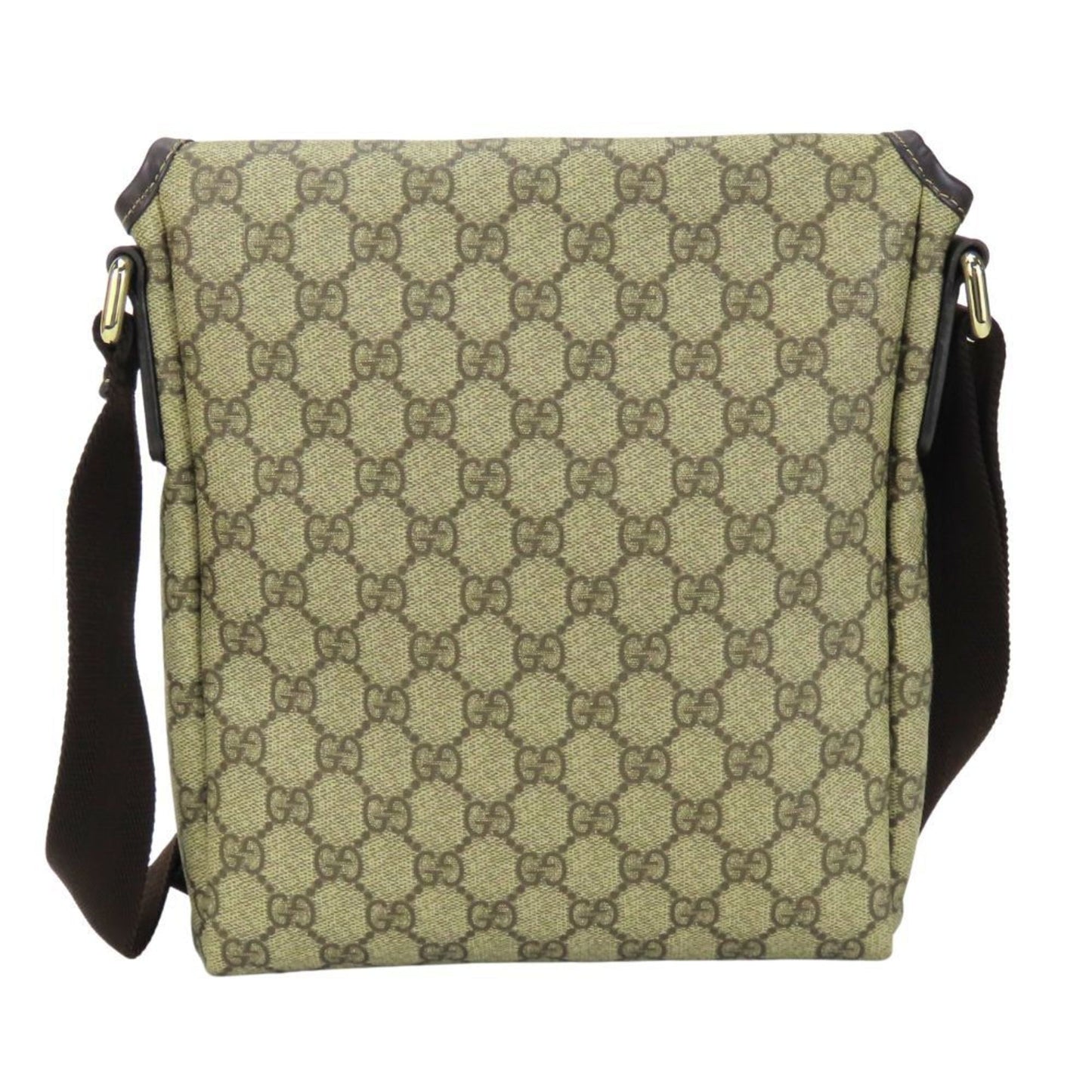 Gucci Beige Dark Brown Gg Supreme Leather Shoulder Bag ( )