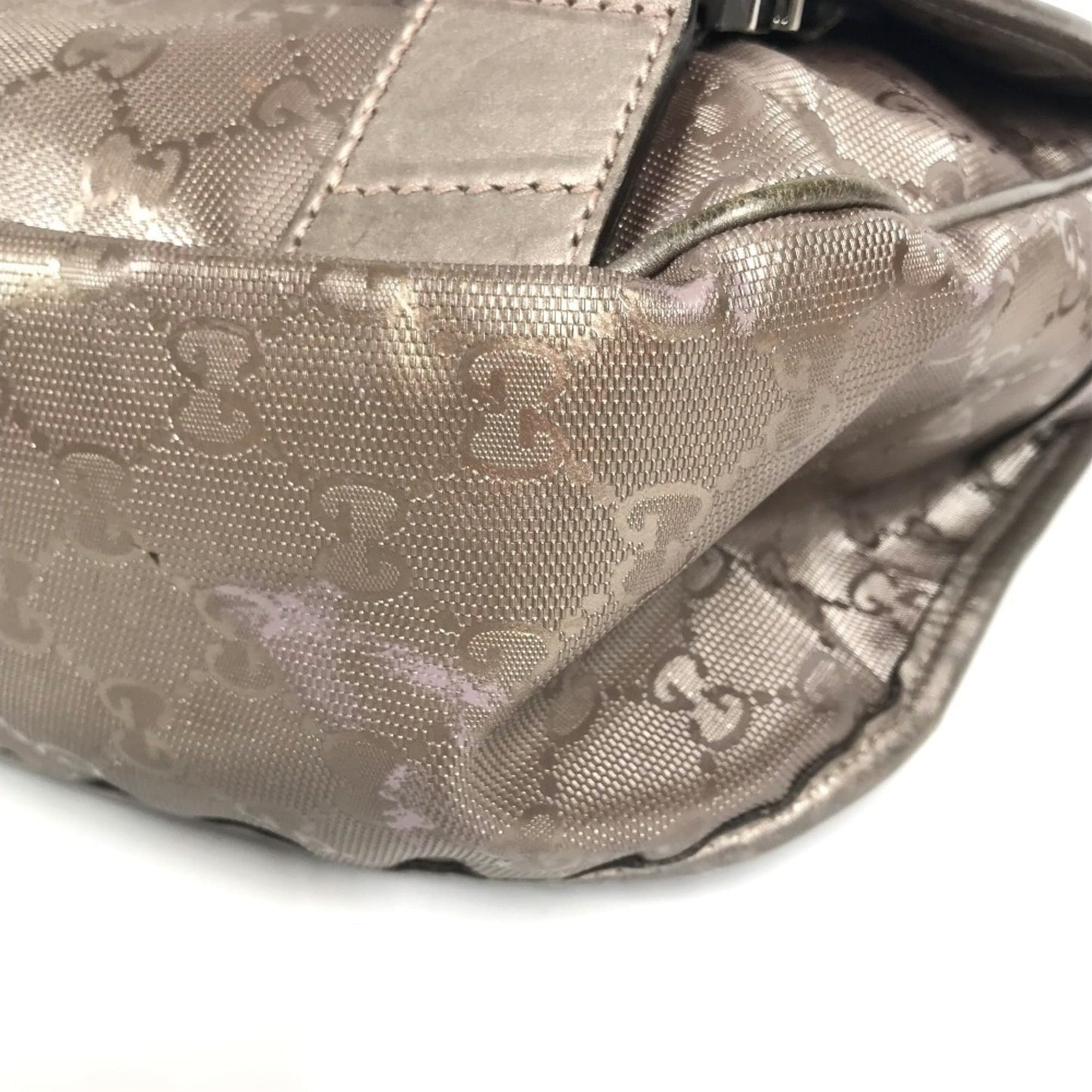 Gucci Metallic Gg Imprimé Leather Messenger Bag Shoulder Bag ( )