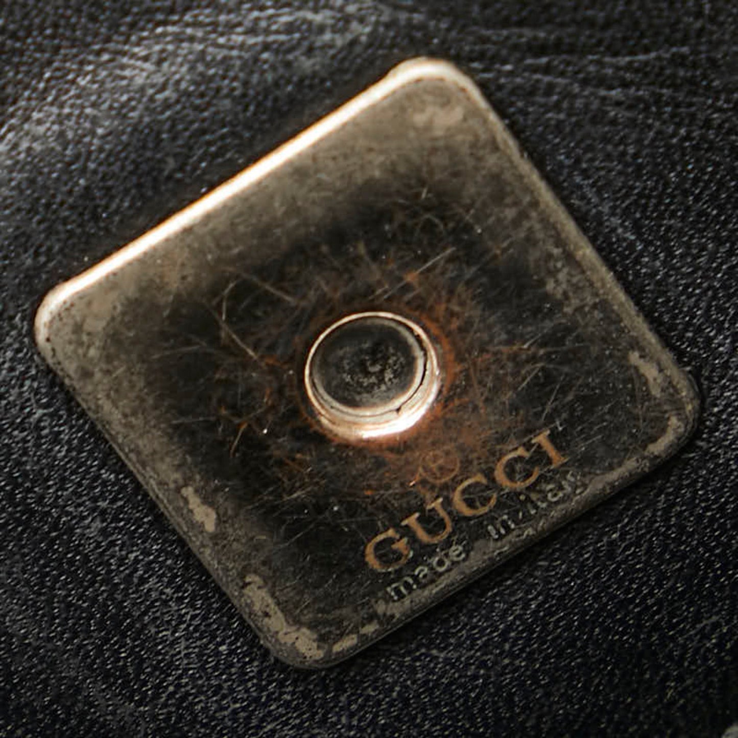 Gucci Black Canvas Leather Handbag Shoulder Bag ( )