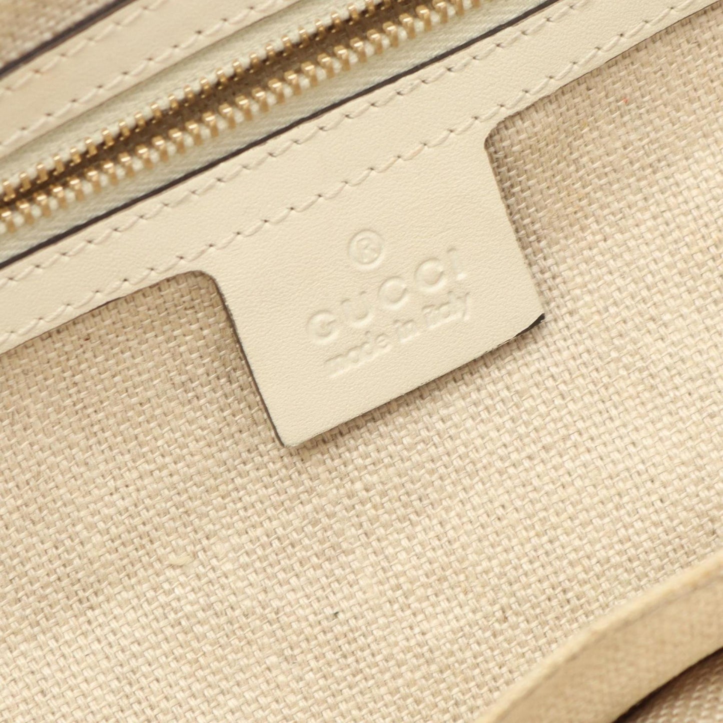 Gucci Beige Canvas Leather Tote Bag ( )