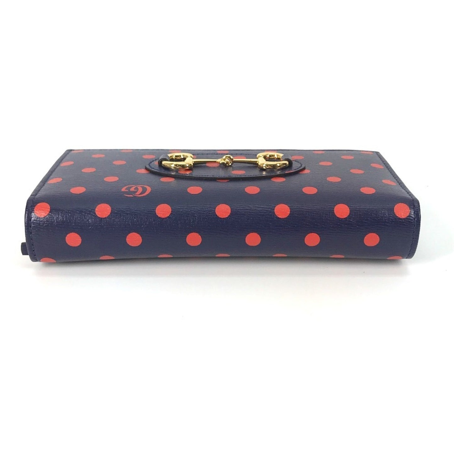 Gucci Navy Red Color Leather Chain/Shoulder Wallet ( )