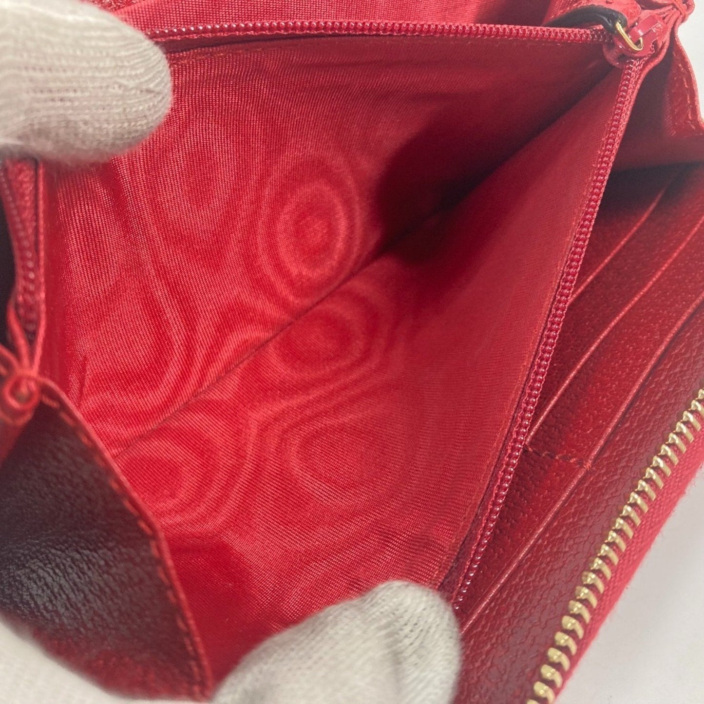 Gucci Blue Red Color White Canvas Leather Long Wallet (Bi-Fold) ( )