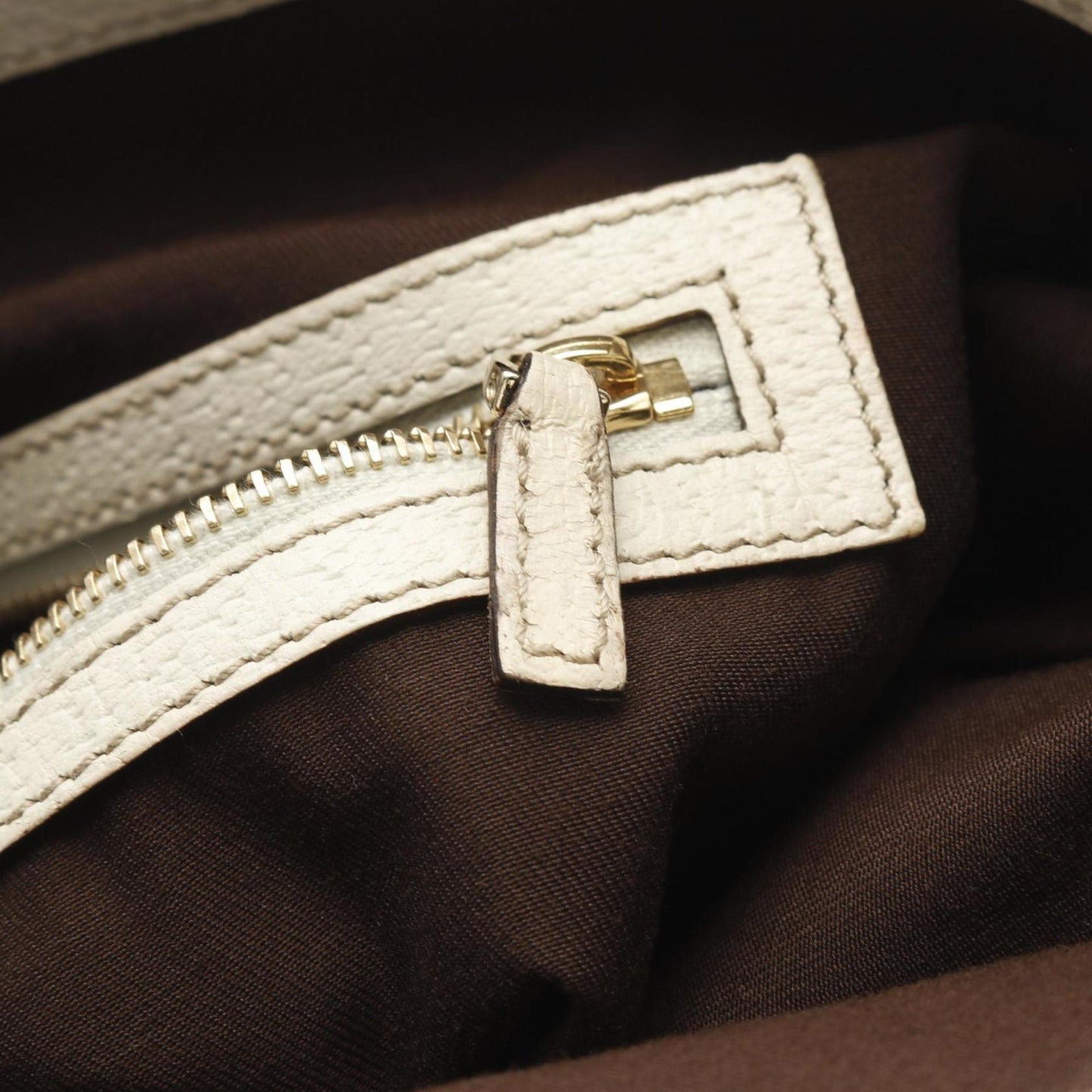 Gucci Beige White Canvas Leather Tote Bag ( )