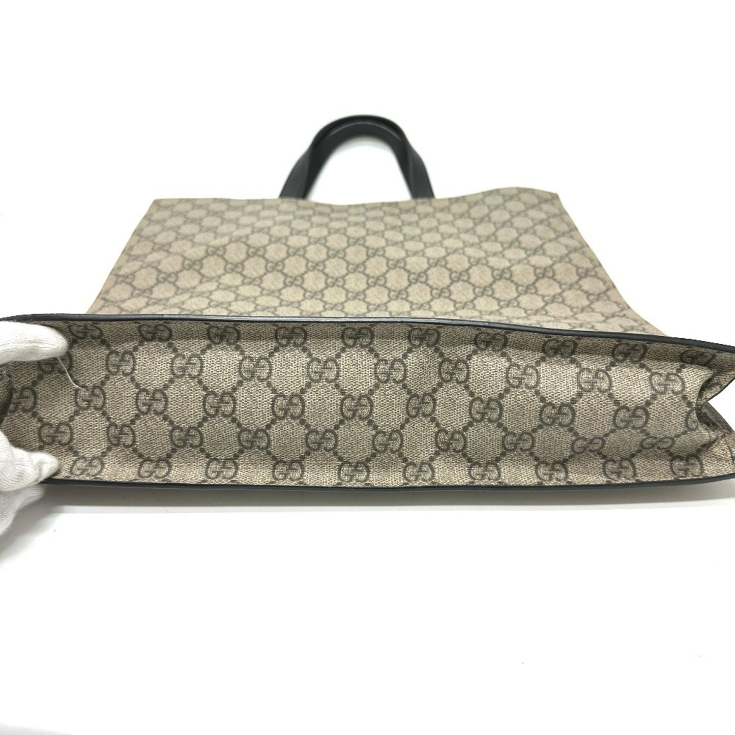 Gucci Beige Black Gg Supreme Handbag Tote Bag ( )