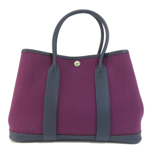 Hermes Navy Purple Canvas Handbag ( )