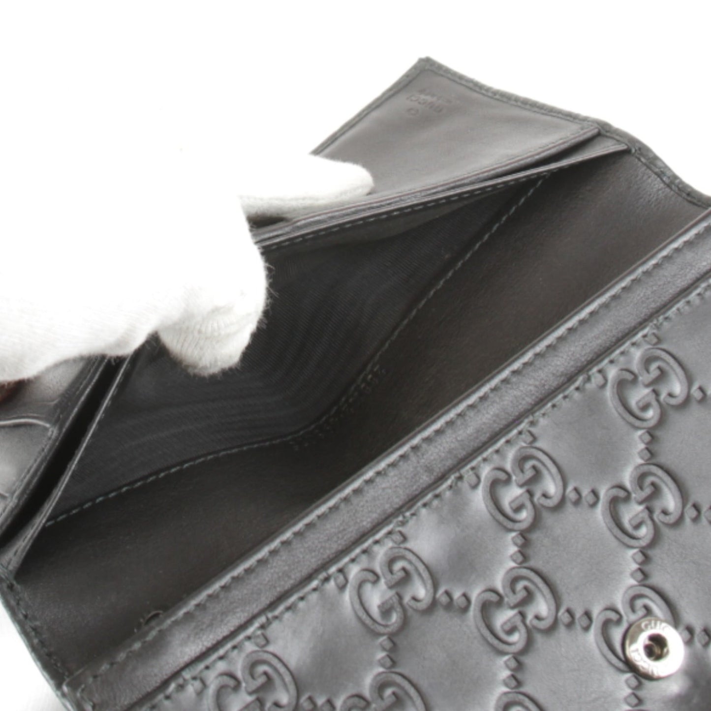 Gucci Black Gg Leather Long Wallet (Bi-Fold) ( )