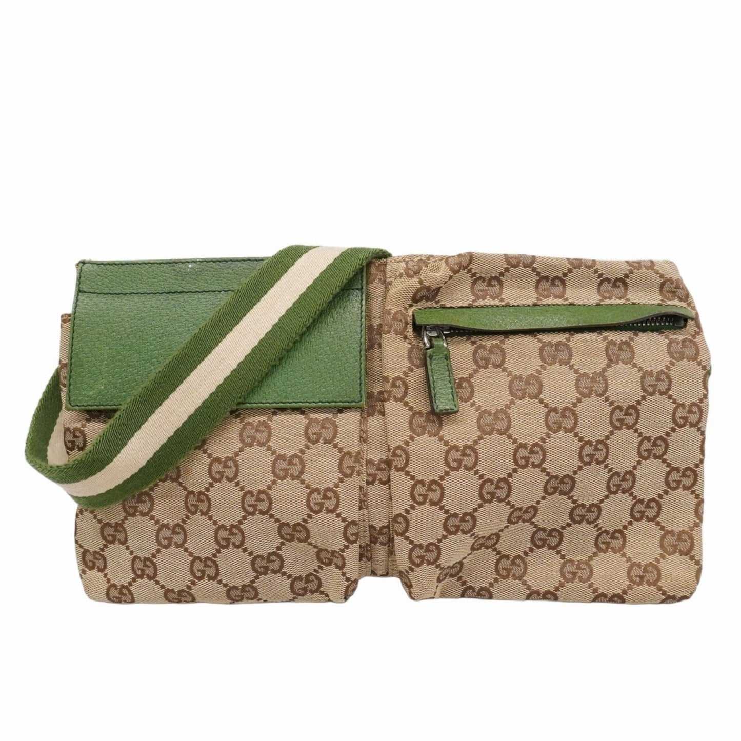 Gucci Brown Green Canvas Fanny Pack ( )