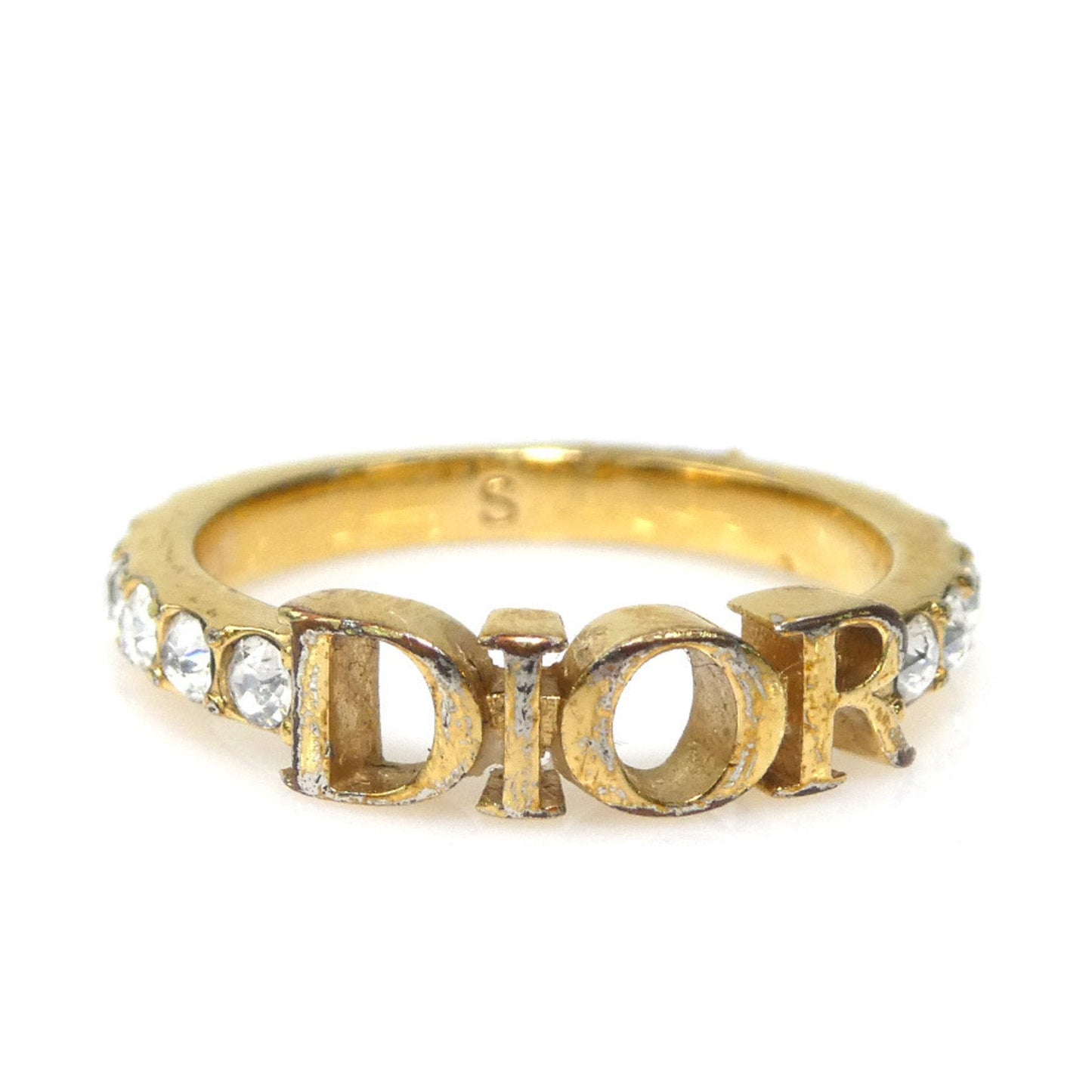 Christian Dior Gold Metal Rhinestone Band Ring ()