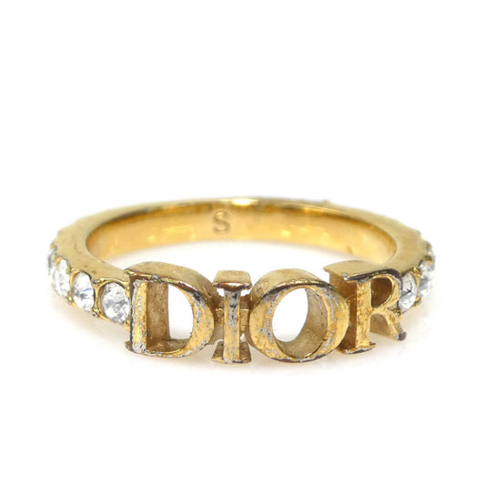 Christian Dior Gold Metal Rhinestone Band Ring ()