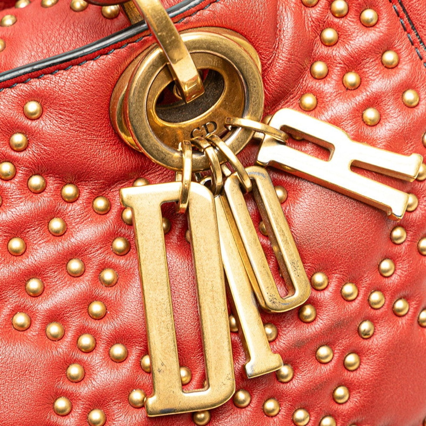 Christian Dior Lady Dior Red Color Leather Handbag Shoulder Bag ()