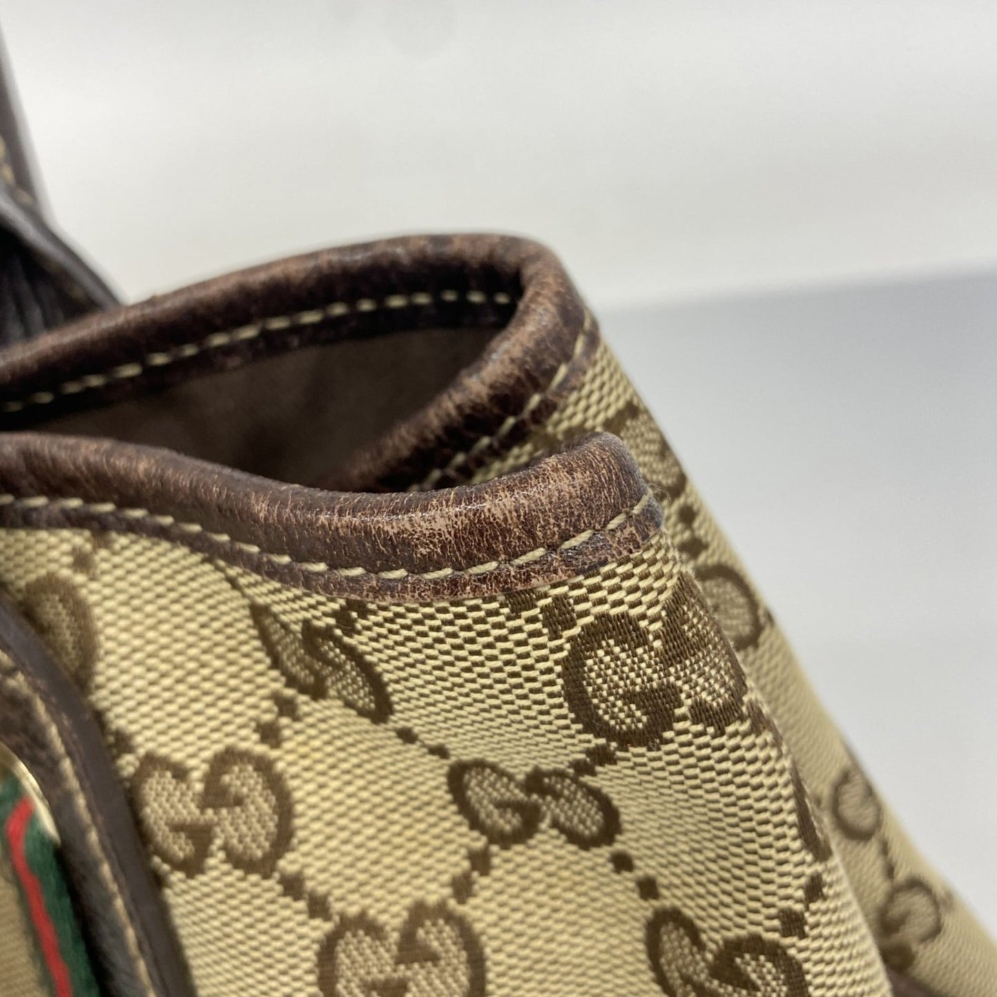 Gucci Beige Brown Canvas Tote Bag ( )