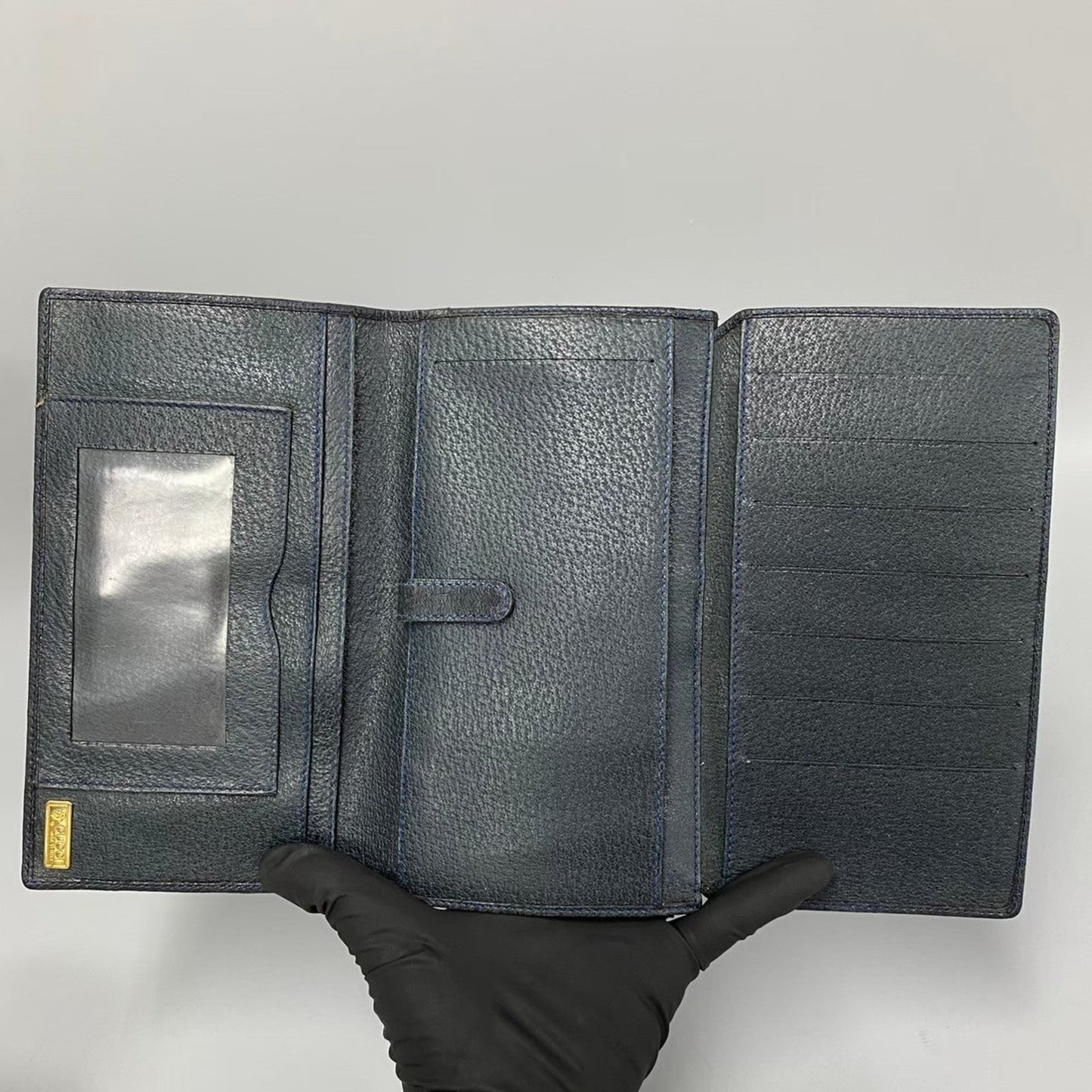 Gucci Navy Red Color Leather Pvc Long Wallet (Bi-Fold) ( )