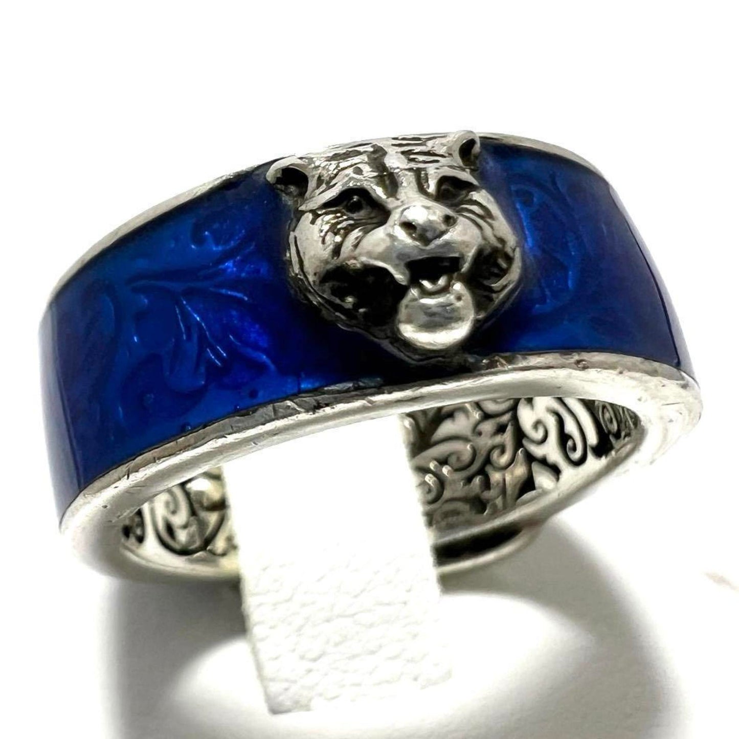 Gucci Blue Enamel Silver 925 Band Ring ( )