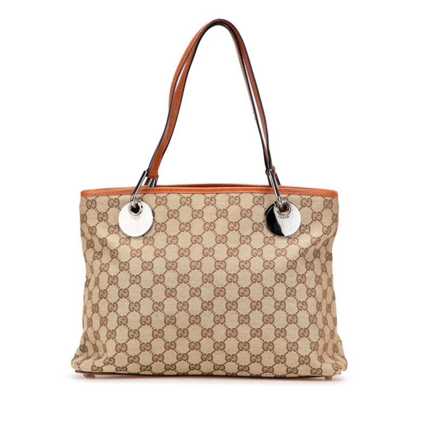 Gucci Beige Brown Canvas Leather Shoulder Bag Tote Bag ( )