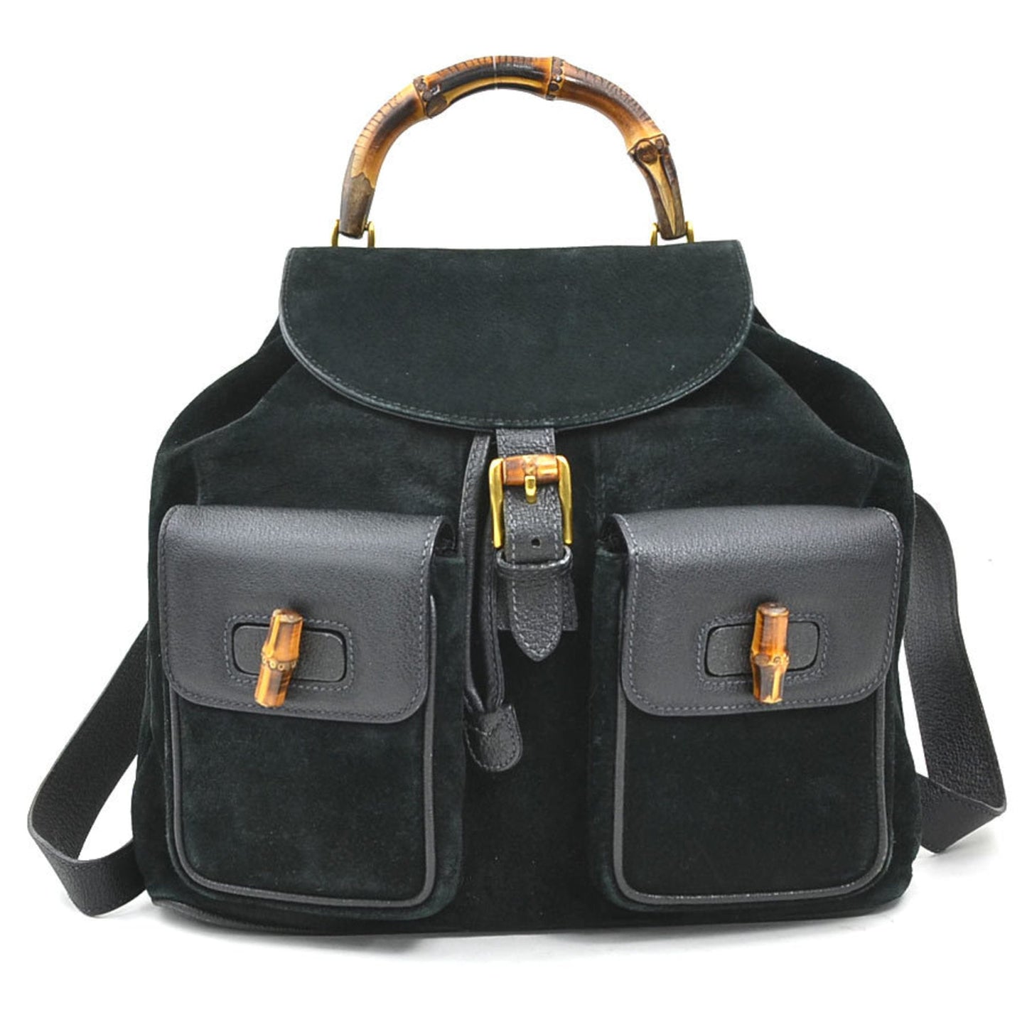 Gucci Black Suede Leather Backpack ( )