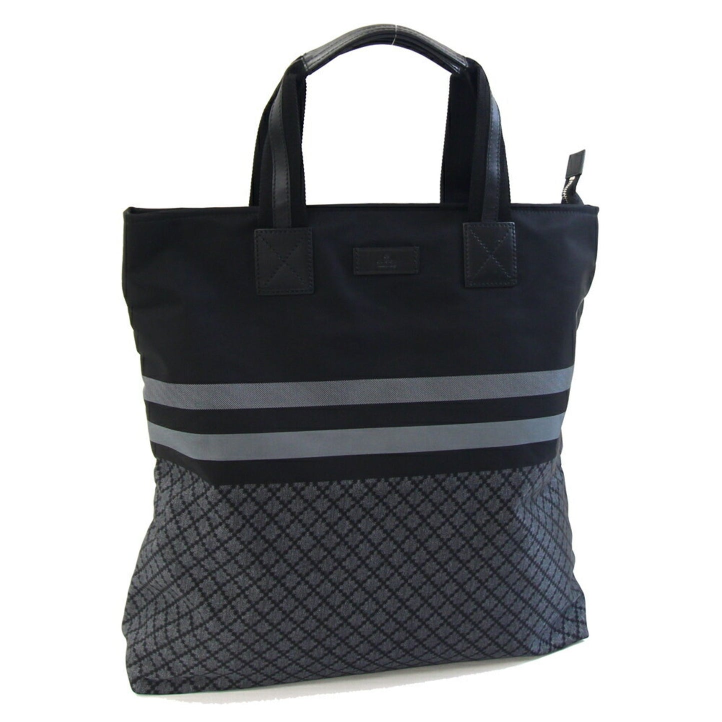 Gucci Diamante Black Gray Nylon Handbag Tote Bag ( )