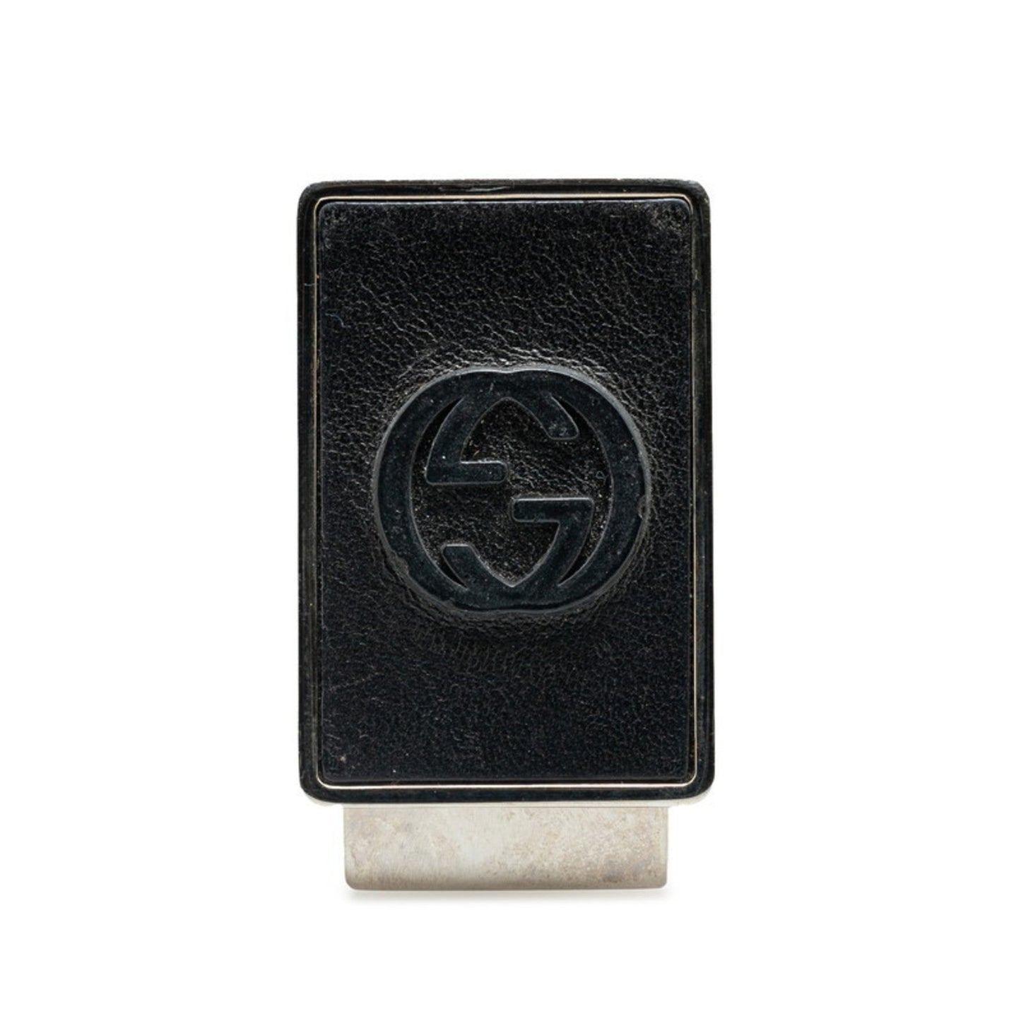 Gucci Black Silver Metal Leather Money Clip